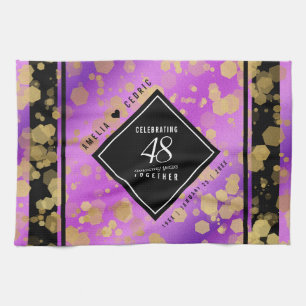 Elegant 48th Amethyst Wedding Anniversary Tea Towel