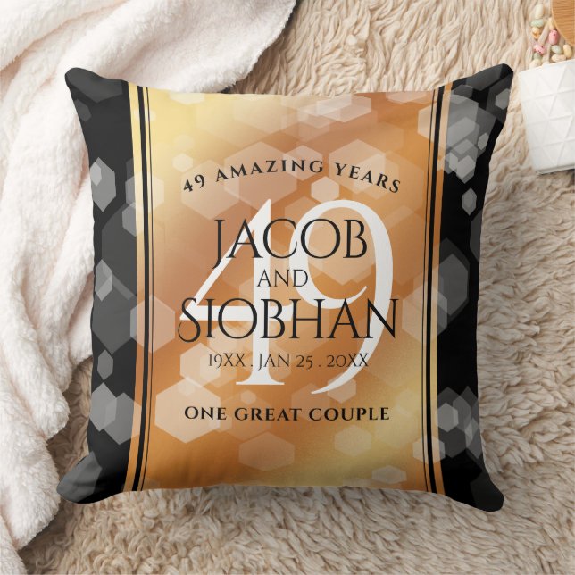Elegant 49th Copper Wedding Anniversary Cushion (Blanket)