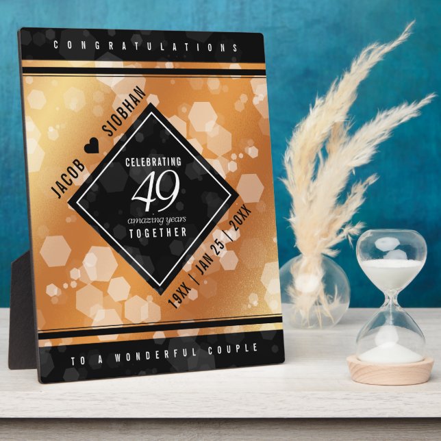 Elegant 49th Copper Wedding Anniversary Plaque (Side)