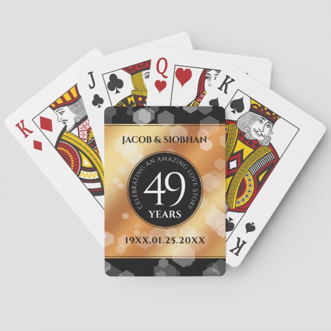 Elegant 49th Copper Wedding Anniversary Playing Cards (Back)