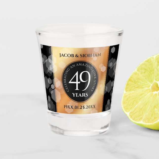 Elegant 49th Copper Wedding Anniversary Shot Glass (Front)