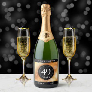 Elegant 49th Copper Wedding Anniversary Sparkling Wine Label