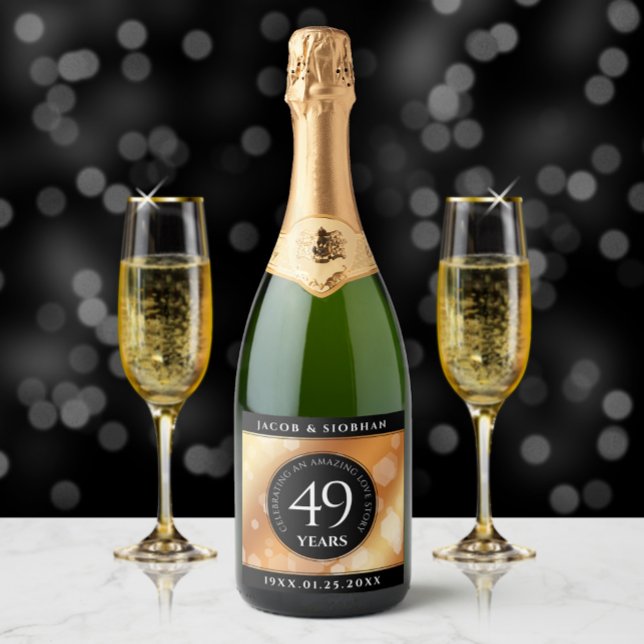 Elegant 49th Copper Wedding Anniversary Sparkling Wine Label (Creator Uploaded)