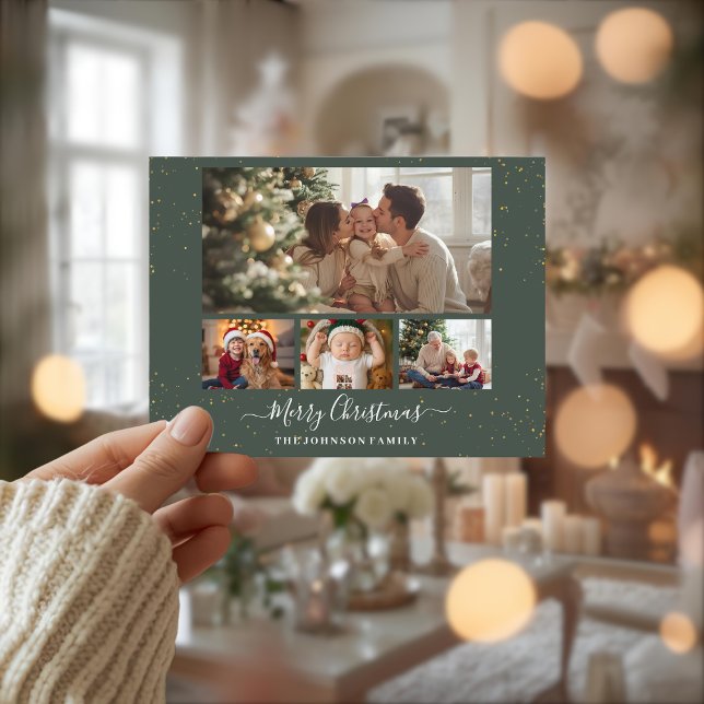Elegant 4 Photo Christmas Card (Creator Uploaded)