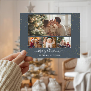 Elegant 4 Photo Christmas Card