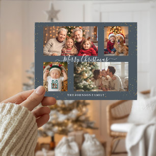 Elegant 4 Photo Christmas Card