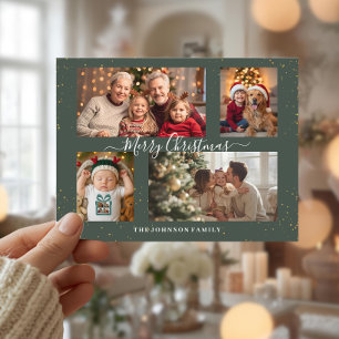 Elegant 4 Photo Christmas Card