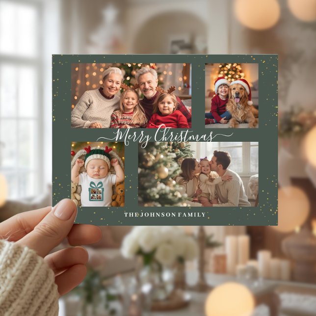 Elegant 4 Photo Christmas Card (Creator Uploaded)
