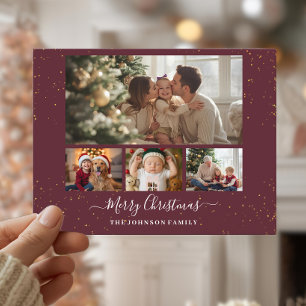 Elegant 4 Photo Christmas Card