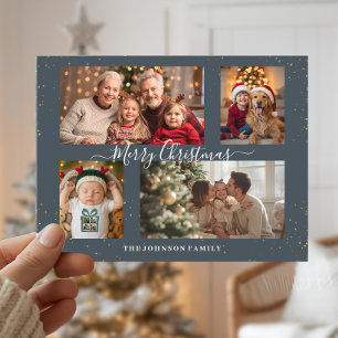 Elegant 4 Photo Christmas Card