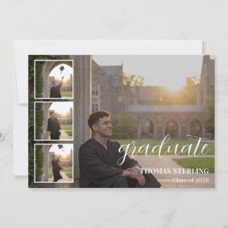 Elegant 4-Photo Collage Graduation Announcement