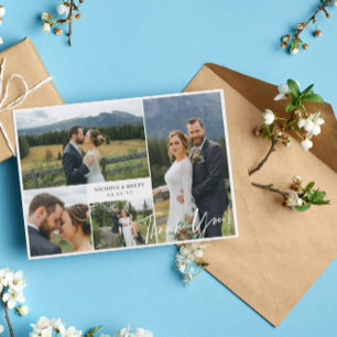 Elegant 4 Photo Collage Wedding Thank You