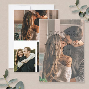 Elegant 4 Photo Vellum Overlay Wedding Invitation