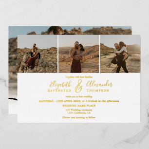 Elegant 4 Photos modern script wedding black white