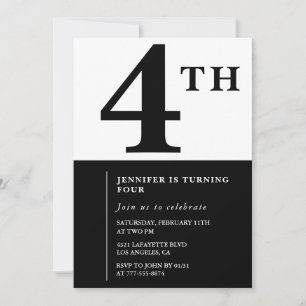 Elegant 4th birthday invitation Black Chic Girl