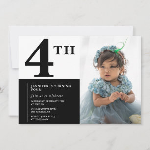 Elegant 4th birthday invitation Girl Chic Photo