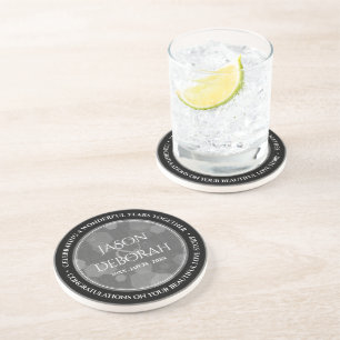 Elegant 4th Linen Wedding Anniversary Celebration Coaster