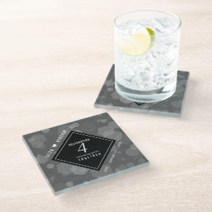 Elegant 4th Linen Wedding Anniversary Celebration Glass Coaster