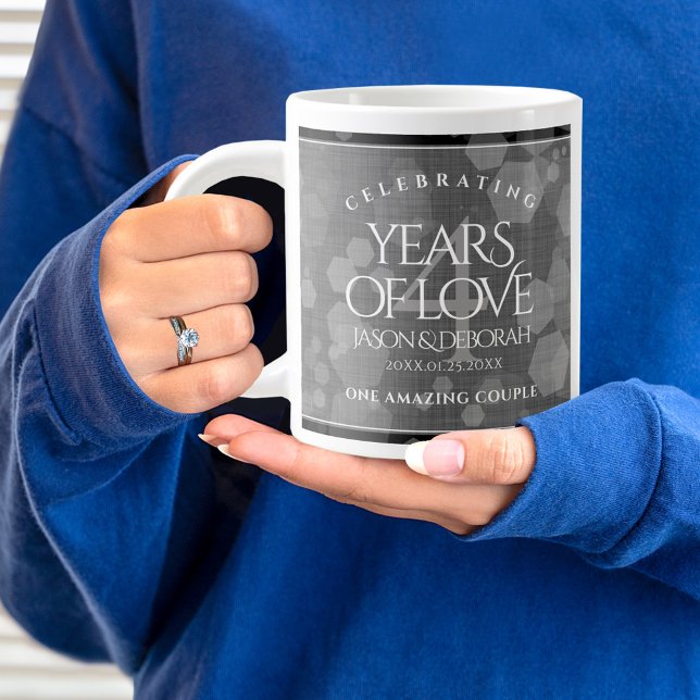 Elegant 4th Linen Wedding Anniversary Celebration Large Coffee Mug (4th Wedding Anniversary Jumbo Coffee Mug Cover Photo.)