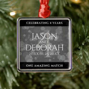 Elegant 4th Linen Wedding Anniversary Celebration Metal Tree Decoration