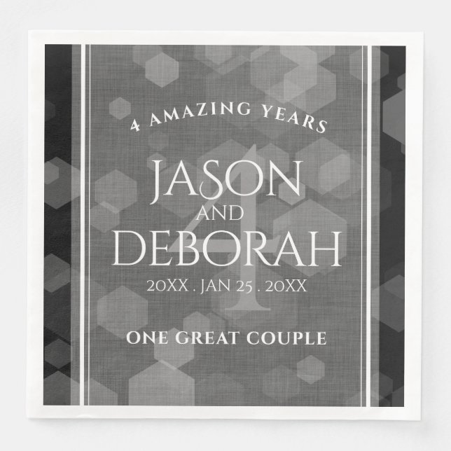 Elegant 4th Linen Wedding Anniversary Celebration Napkin (Front)