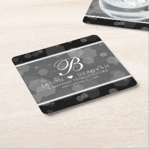 Elegant 4th Linen Wedding Anniversary Celebration Square Paper Coaster