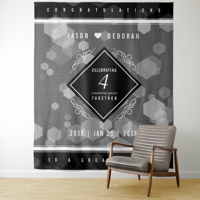 Elegant 4th Linen Wedding Anniversary Celebration Tapestry (In Situ)