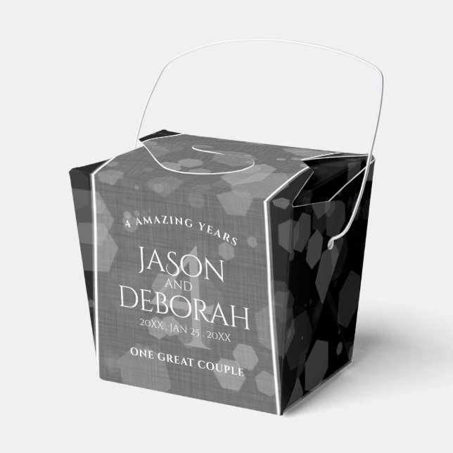 Elegant 4th Linen Wedding Anniversary Favour Box (Front Side)