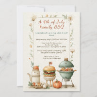 Elegant 4th of July BBQ Invitation – Soft Line Art