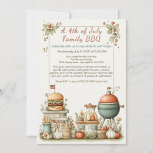 Elegant 4th of July BBQ Invitation – Soft Line Art