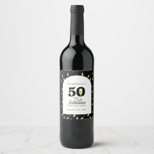 Elegant 50 and Fabulous Birthday Invitation Wine Label
