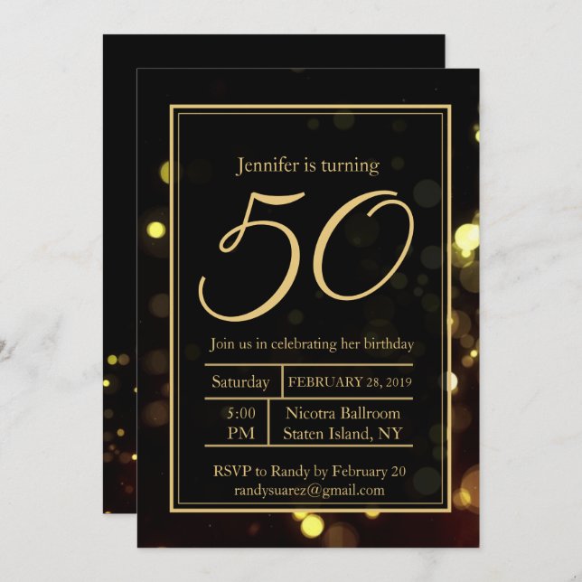 Elegant 50 and Fabulous Birthday Party Invitation (Front/Back)