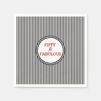 Elegant 50 and Fabulous Black and White Napkin