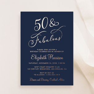 Elegant 50 And Fabulous Blue 50th Birthday Party
