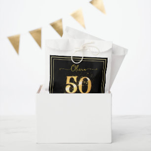 Elegant 50 and Fabulous Gold Black Favour Bags