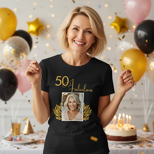 Elegant 50 and Fabulous Twigs 50th Birthday Photo Tri-Blend Shirt (Creator Uploaded)