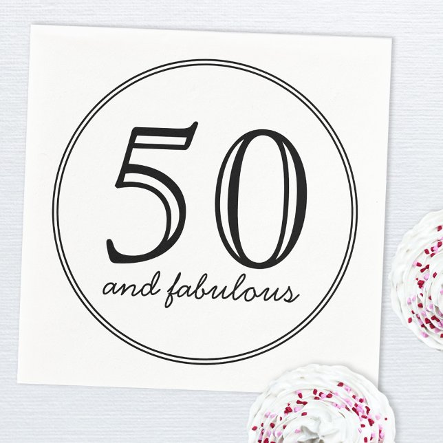 Elegant 50 and Fabulous Typography Birthday Party  Napkin (Fifty and Fabulous minimalist paper napkin)