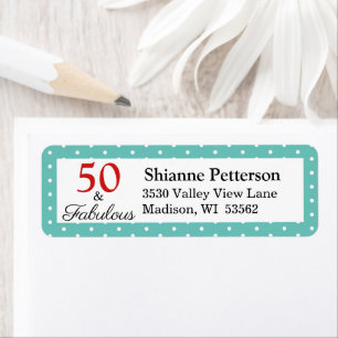 Elegant 50 & Fabulous 50th Birthday Teal Address
