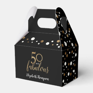 Elegant 50 & fabulous Birthday box Gold Confetti