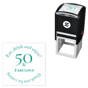 Elegant 50 & Fabulous Circular Green Event Design Self-inking Stamp