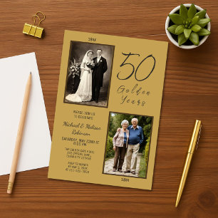 Elegant 50 Golden Years 50th Wedding Anniversary  Invitation