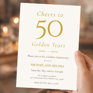Elegant 50th Anniversary Gold Minimal Classic Invitation