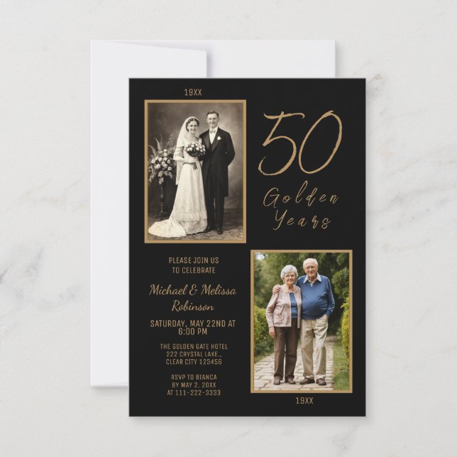 Elegant 50th Anniversary Invitation (Front)