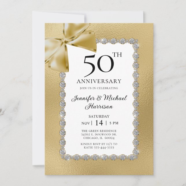 Elegant 50th Anniversary Invitation (Front)