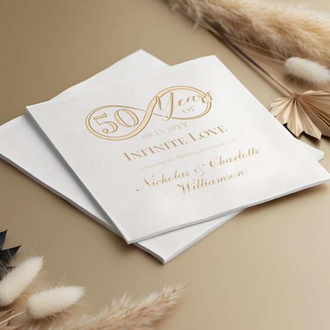 Elegant 50th Anniversary Milestone Infinity Love Foil Napkins (Elegant 50th Anniversary Milestone Infinity Love Foil Napkins)