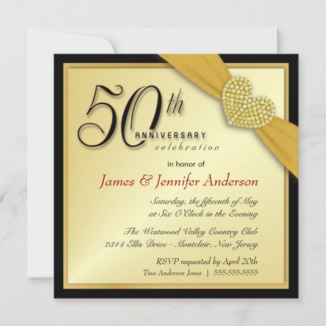Elegant 50th Anniversary Party Invitations (Front)