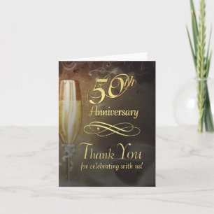 Elegant 50th Anniversary Thank You Cards - Vintage
