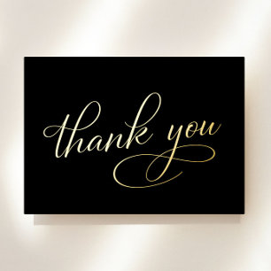 Elegant 50th Birthday Black Foil Thank You Card