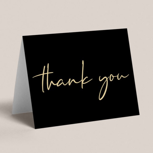 Elegant 50th Birthday Black Gold Thank You Card (Creator Uploaded)