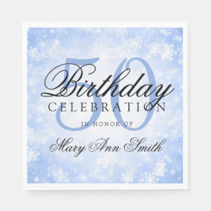Elegant 50th Birthday Blue Winter Wonderland Napkin